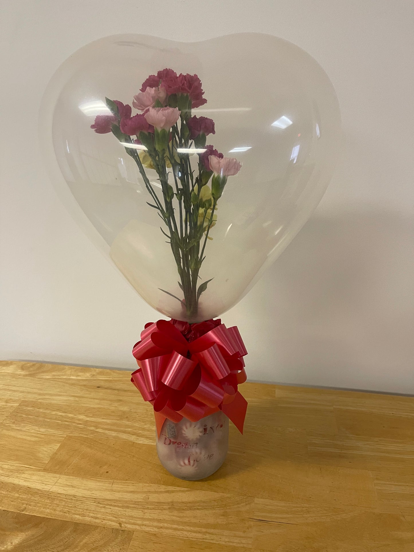 Frosted Jar w/ Stuffed Flower Bouquet