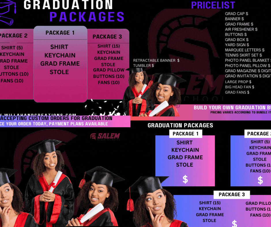 Graduation Price Sheet Package 4 Pc Bundle Template (Canva Editable)