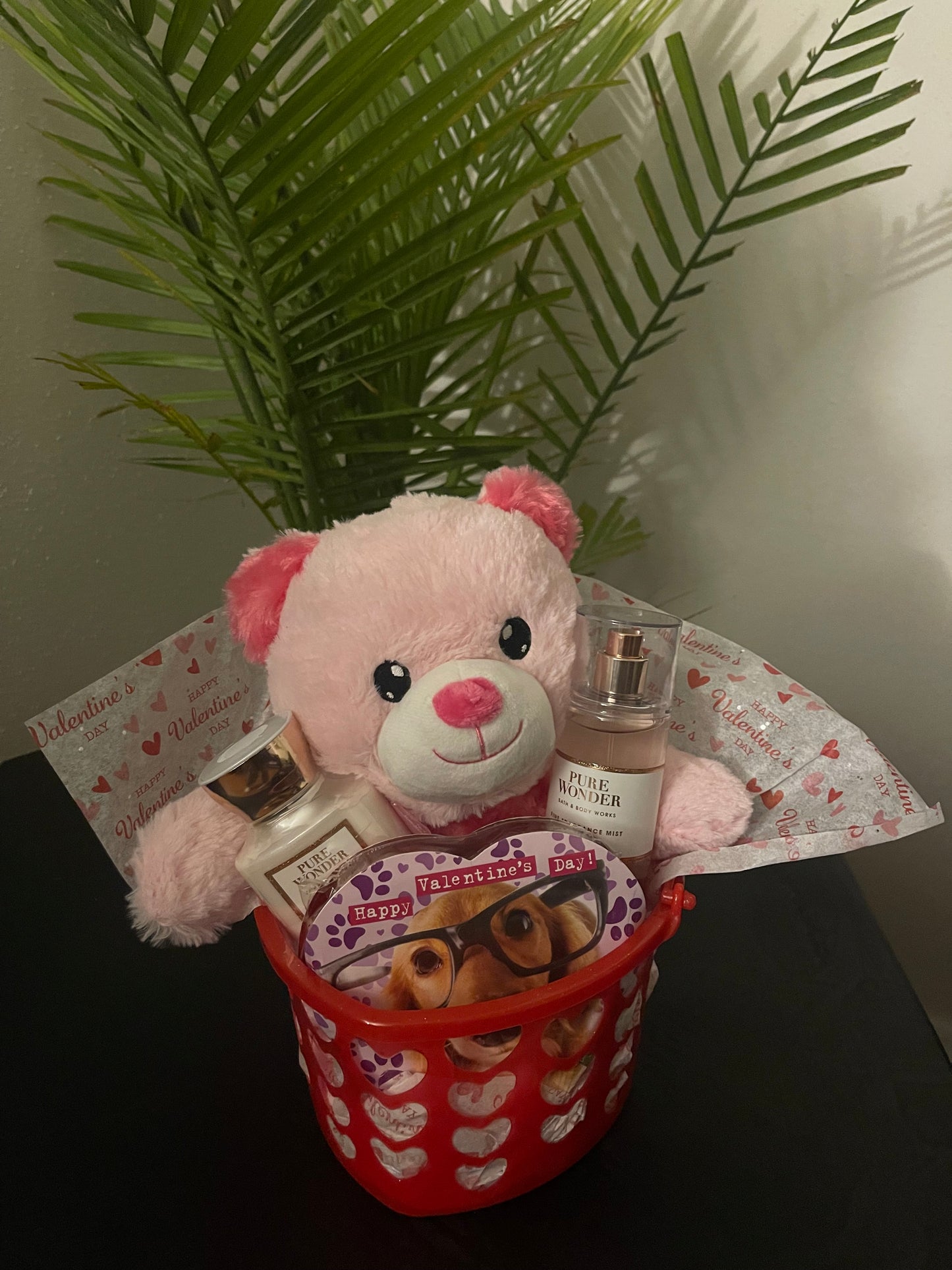 Gift in a Basket (includes bear, candy, lotion, and body spray)
