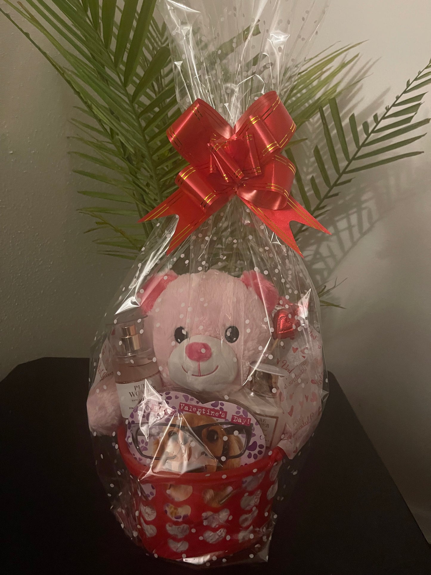 Gift in a Basket (includes bear, candy, lotion, and body spray)