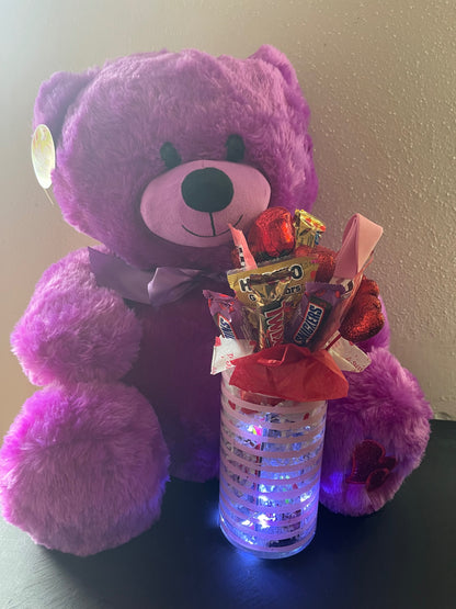 Scent Teddy w/ Light Up Treat Bouquet